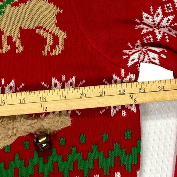 JOLLY SWEATERS Goat drinking Beer Ugly Christmas Sweater Holiday Unisex L Red - Picture 12 of 15